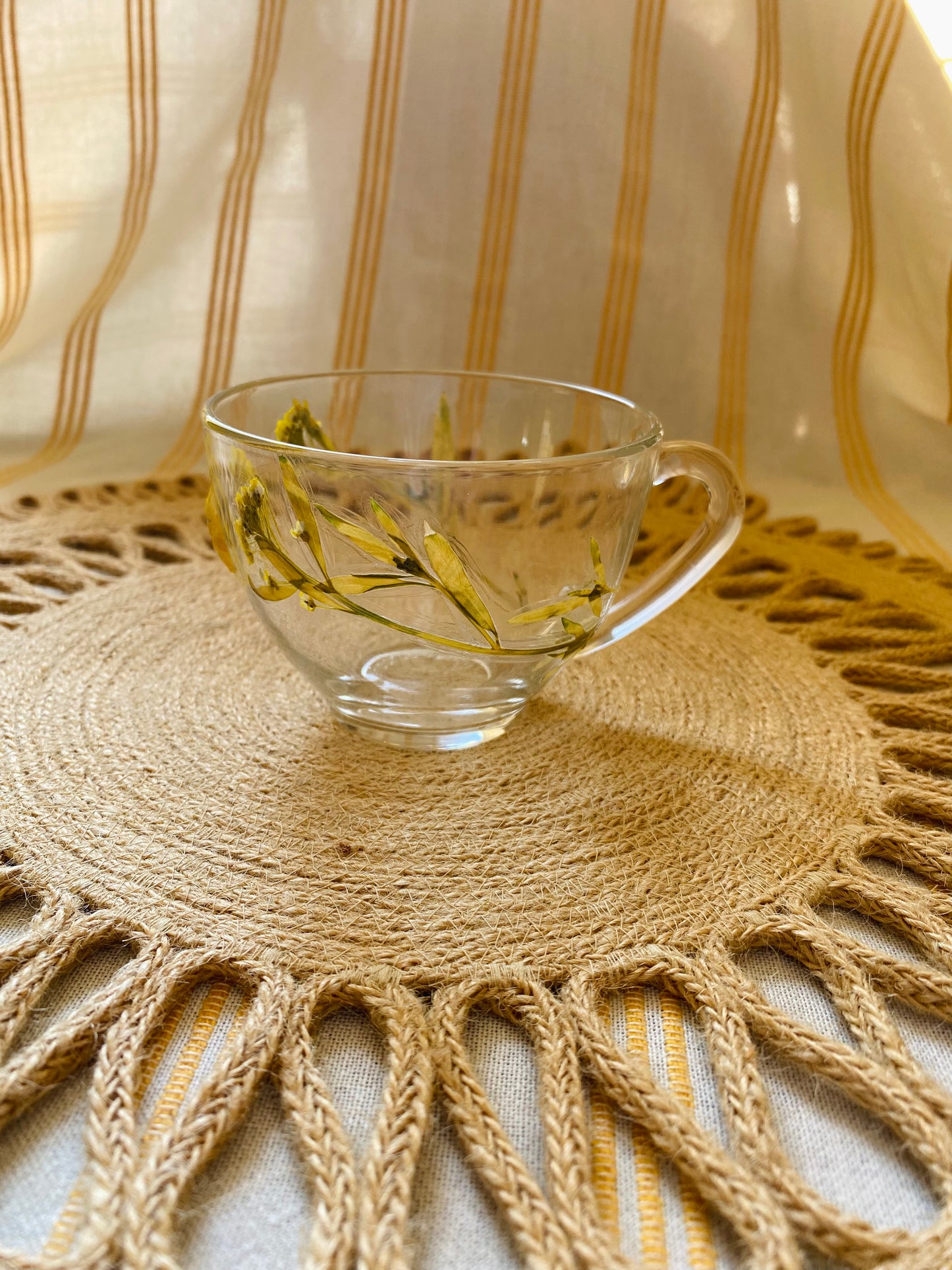Yellow Daisy Glass Teacup