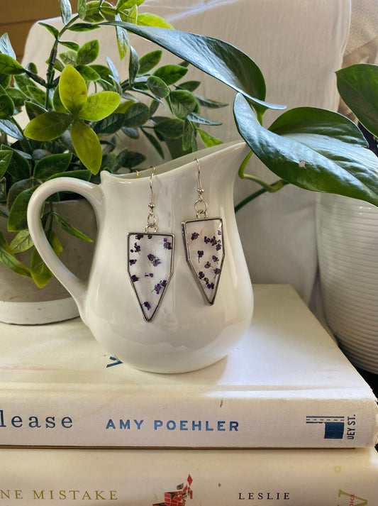 Handmade Pressed Purple Flower Petal Resin Earrings