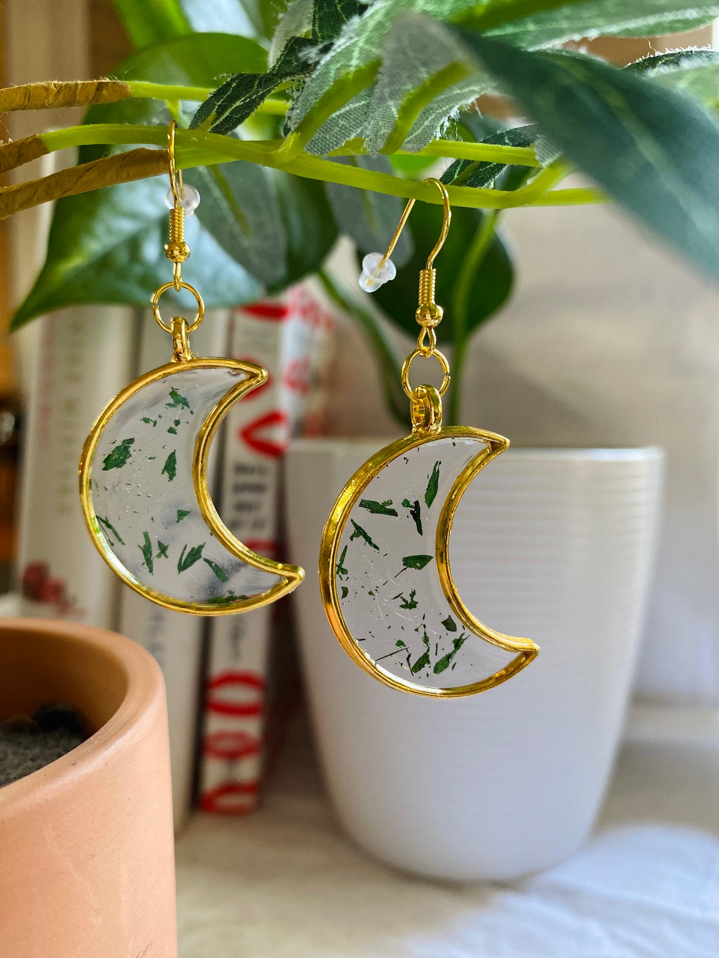 Handmade Pressed Fern Leaf Resin Earrings
