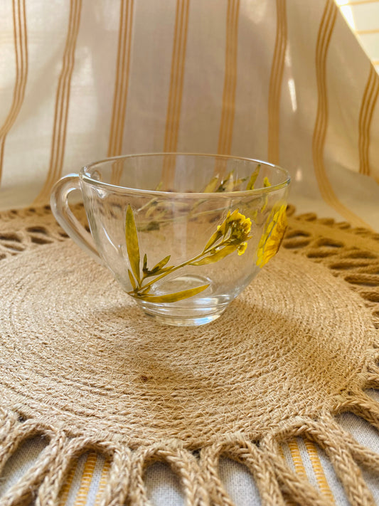 Yellow Daisy Glass Teacup